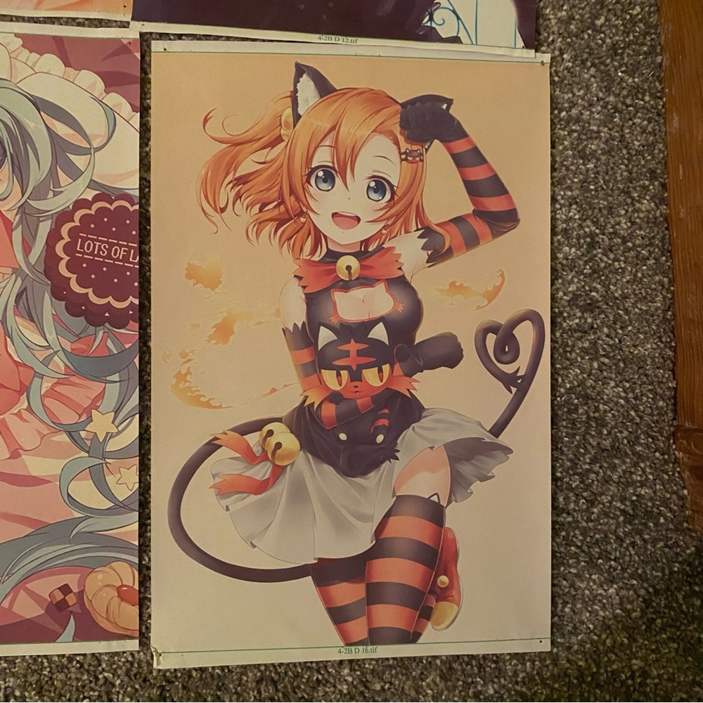 Lot of 6 Anime Manga Video Games Waifu Mascot 12"x8" Canvas Scroll Art Wall Deco - Picture 7 of 7